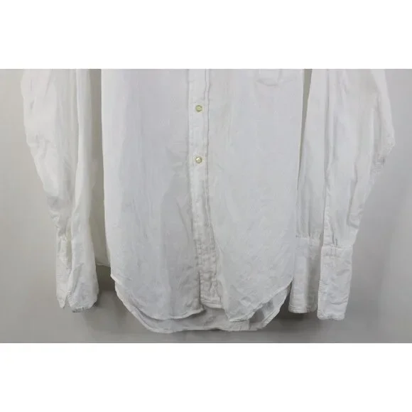Vtg 50s Streetwear Mens Large Brocade Cotton French Cuff Button Shirt White USA